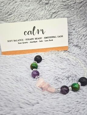 Calm Crystal Aromatherapy Bracelet | Anxiety Relief | Amethyst Rose Quartz